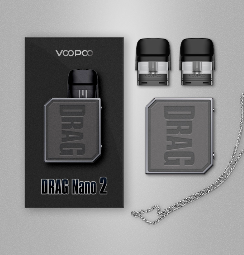 A gray and black DRAG pod mod vape device with a large embossed logo on the front, shown on a plain white background.