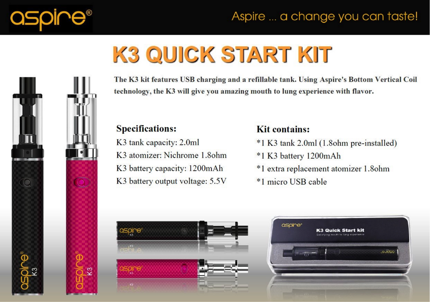 Aspire K3 Quick Start Kit